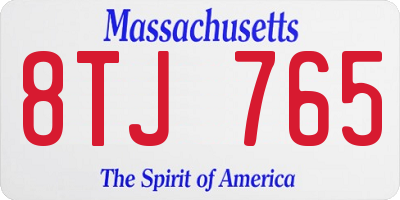 MA license plate 8TJ765