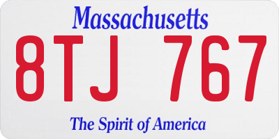 MA license plate 8TJ767