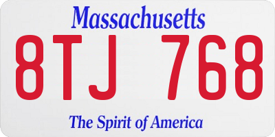 MA license plate 8TJ768