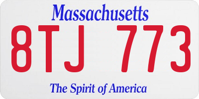 MA license plate 8TJ773