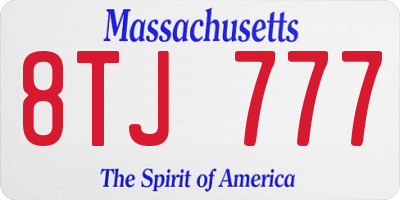 MA license plate 8TJ777