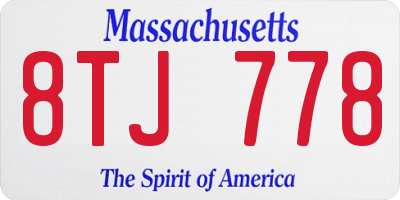 MA license plate 8TJ778