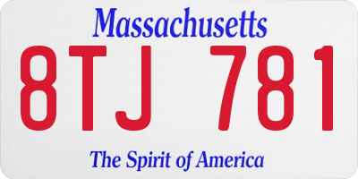MA license plate 8TJ781