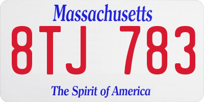 MA license plate 8TJ783