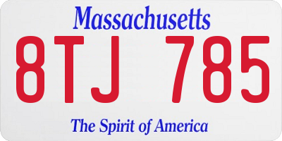 MA license plate 8TJ785