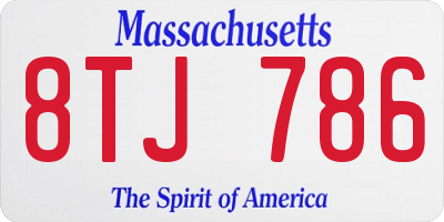 MA license plate 8TJ786