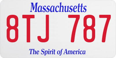 MA license plate 8TJ787