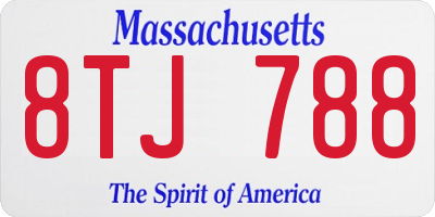 MA license plate 8TJ788
