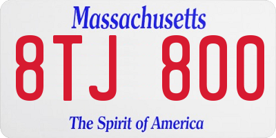 MA license plate 8TJ800