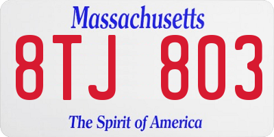 MA license plate 8TJ803