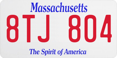MA license plate 8TJ804