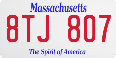 MA license plate 8TJ807