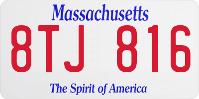 MA license plate 8TJ816