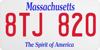 MA license plate 8TJ820