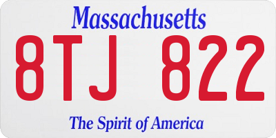 MA license plate 8TJ822