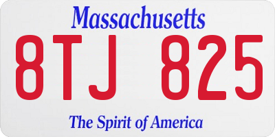 MA license plate 8TJ825