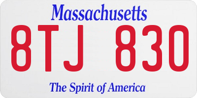 MA license plate 8TJ830