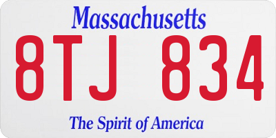 MA license plate 8TJ834