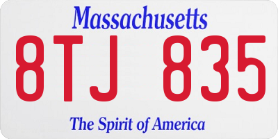 MA license plate 8TJ835