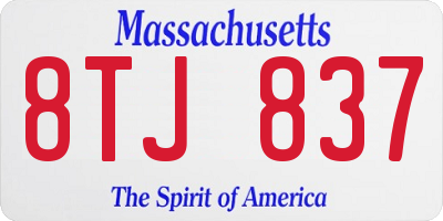 MA license plate 8TJ837