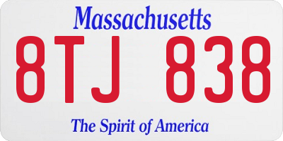 MA license plate 8TJ838