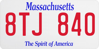 MA license plate 8TJ840