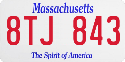 MA license plate 8TJ843