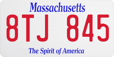 MA license plate 8TJ845