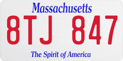 MA license plate 8TJ847