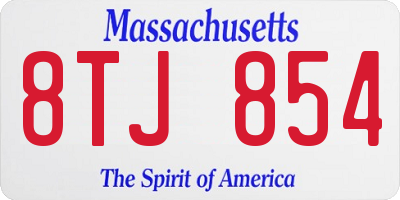 MA license plate 8TJ854
