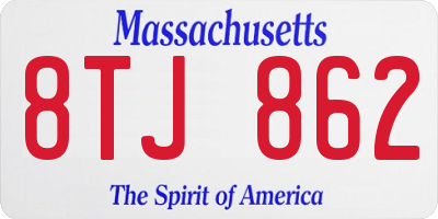 MA license plate 8TJ862