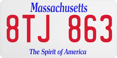 MA license plate 8TJ863