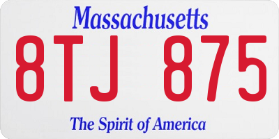 MA license plate 8TJ875