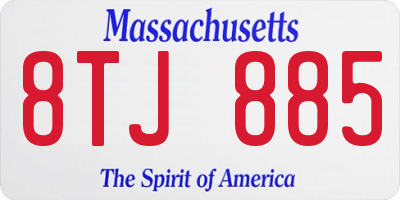 MA license plate 8TJ885