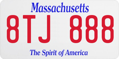 MA license plate 8TJ888