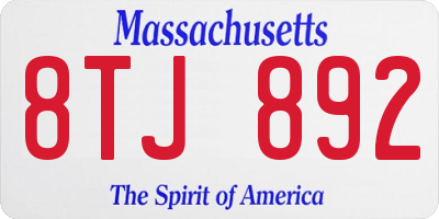 MA license plate 8TJ892