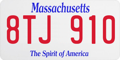 MA license plate 8TJ910
