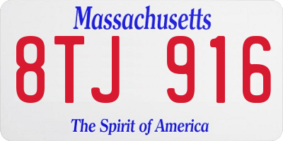 MA license plate 8TJ916
