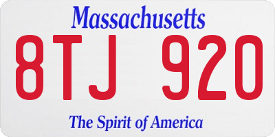 MA license plate 8TJ920