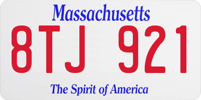 MA license plate 8TJ921