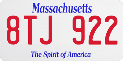 MA license plate 8TJ922