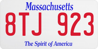 MA license plate 8TJ923