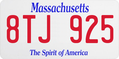 MA license plate 8TJ925