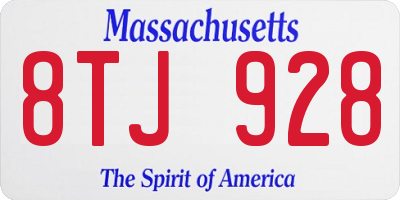 MA license plate 8TJ928