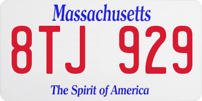 MA license plate 8TJ929
