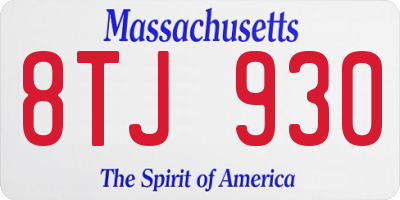 MA license plate 8TJ930
