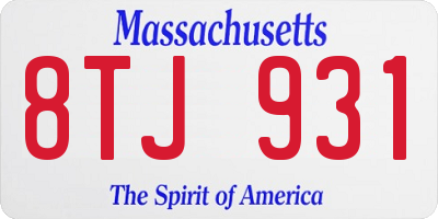 MA license plate 8TJ931