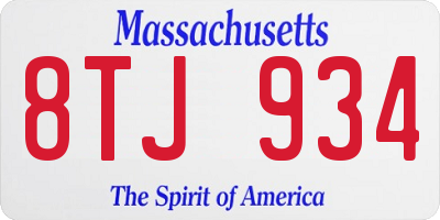 MA license plate 8TJ934