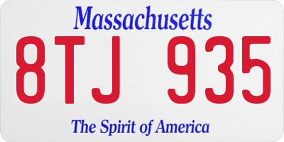 MA license plate 8TJ935