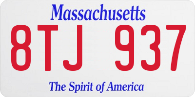 MA license plate 8TJ937